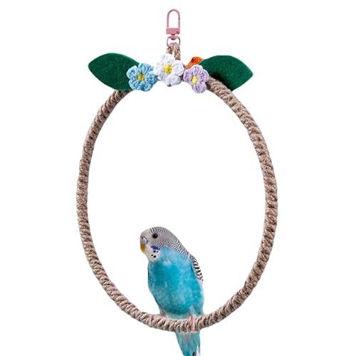 Niedliche Blumen-Vogelschaukeln Spielzeug für Sittiche, stabile Vogelsitzstangen für Käfig Hanfseilschaukel, hängende Sittichspielzeug, Kletterständer für Papagei, Wellensittiche, Nymphensittiche, von Oncpcare