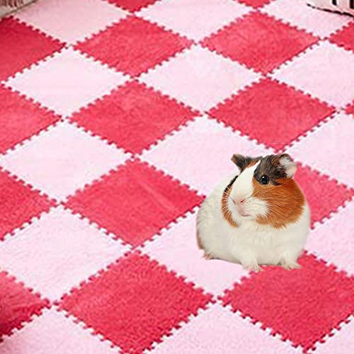 Oncpcare 10 Stück 30 x 30 cm Meerschweinchen-Einlagen, waschbar, wiederverwendbar, Meerschweinchen-Fleece-Käfigeinlagen, weiche warme Kaninchen-Schlafmatte, Decke, Bett (Rosenrot) von Oncpcare