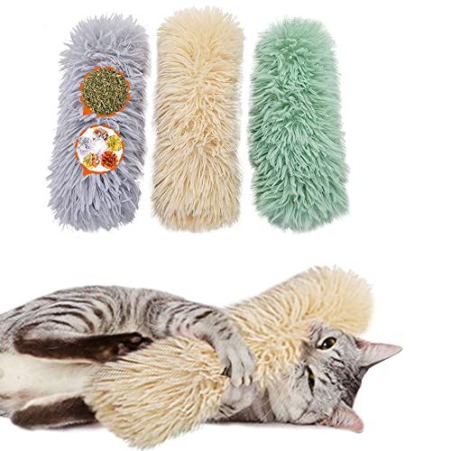 Oncpcare 3 Pack Interaktives Katzenspielzeug mit Katzenminze und Knisterbällen, Katzenplüschkissen Katzenspielzeug für Indoor-Katzen, Stoff Katze Kicker Kauspielzeug für Kätzchen von Oncpcare