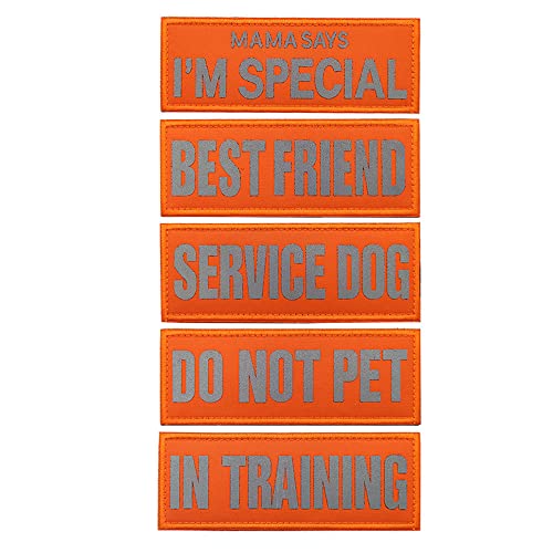 Oncpcare 5 x Hunde-Patches für Geschirrweste, reflektierend, abnehmbar, taktische Aufnäher, Hakenschlaufe (fluoreszierendes Orange) von Oncpcare