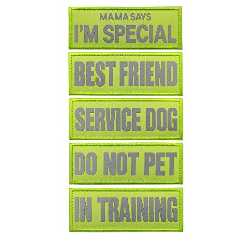 Oncpcare 5 x Hunde-Patches für Geschirrweste, reflektierend, für Diensthunde im Training, abnehmbare taktische Flicken, Hakenschlaufe (fluoreszierendes Grün) von Oncpcare