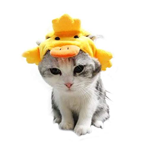 Oncpcare Entchen-Kostüm für Haustiere, verstellbare niedliche Kopfbedeckung, Urlaub, Party, Katze, Hund, Halloween-Kostüm, Hüte von Oncpcare