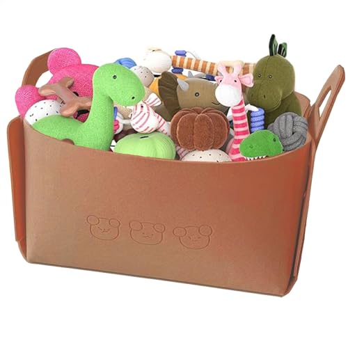 Oncpcare Großer Hundespielzeugkorb und Aufbewahrungskorb mit Griff, Filzbox für Spielzeug für Hunde, Katzen, Welpen, Haustiere (Braun) von Oncpcare