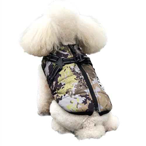 Oncpcare Kleine Hundejacke mit Geschirr, Hundesportweste, Outdoor Warm Haustier Wintermantel Geschirr für Katzen Welpen Kleine Hunde, (Camo) von Oncpcare