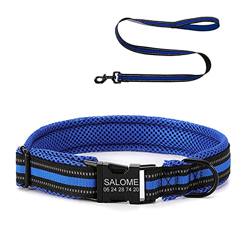 Oncpcare Personalisiertes Hundehalsband und Leine, reflektierendes Hundehalsband mit Name, Telefonnummer, ID-Halsbänder für kleine, mittelgroße und große Hunde von Oncpcare
