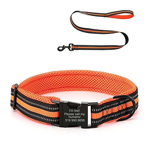 Oncpcare Personalisiertes Hundehalsband und Leine, reflektierendes Hundehalsband mit Name, Telefonnummer, ID-Halsbänder für kleine, mittelgroße und große Hunde Oncpcare Personalisiertes Hundehalsband und Leine, reflektierendes Hundehalsband mit Name, Telefonnummer, ID-Halsbänder für kleine, mittelgroße und große Hunde von Oncpcare