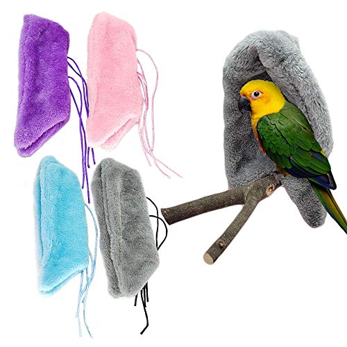 Oncpcare Vogelkäfig-Abdeckung, für Papageien, stehend, warm, für den Winter, für kleine Tiere, Plüsch, zufällige Farbauswahl, 2 Stück von Oncpcare