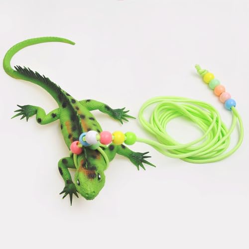 Verstellbare Eidechsen-Leine, Reptiliengeschirr, Bartdrache, Gecko-Trainingsleine mit Perlen, Kleintier-Leine, Nylonseil für Gecko, Chamäleon, Meerschweinchen, Frettchen, Ratte (Grün) von Oncpcare