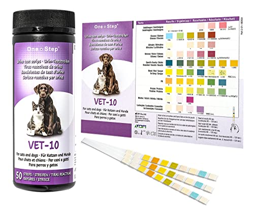 One+Step Urin Teststreifen für Katzen und Hunde 50 Stück I Schnelltest zur Prüfung von 10 Gesundheitswerten I Haustier Schnelltest I Tierurinanalyse I Veterinär Test One+Step Urin Teststreifen für Katzen und Hunde 50 Stück I Schnelltest zur Prüfung von 10 Gesundheitswerten I Haustier Schnelltest I Tierurinanalyse I Veterinär Test von One+Step