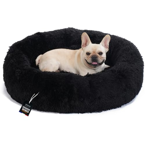 One PETS-TOP® Hundebett Grosse Hunde [mit waschbarem Bezug] - Hundekissen, Hundekorb, Katzenbett, Hundekörbchen, Dog Bed, Langer Plüsch, 95cm Durchmesser Schwarz von One PETS-TOP