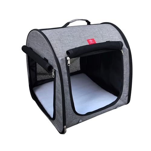 One for Pets Tragbare Haustierhütte aus Stoff, Einzelbett, Grau, 50,8 x 50,8 x 49,5 cm, Autositz-Gurt-Befestigung im Lieferumfang enthalten von One for Pets