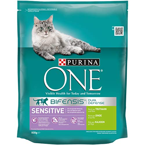 PURINA ONE BIFENSIS SENSITIVE Katzenfutter trocken, reich an Truthahn, 6er Pack (6 x 800g) von PURINA ONE