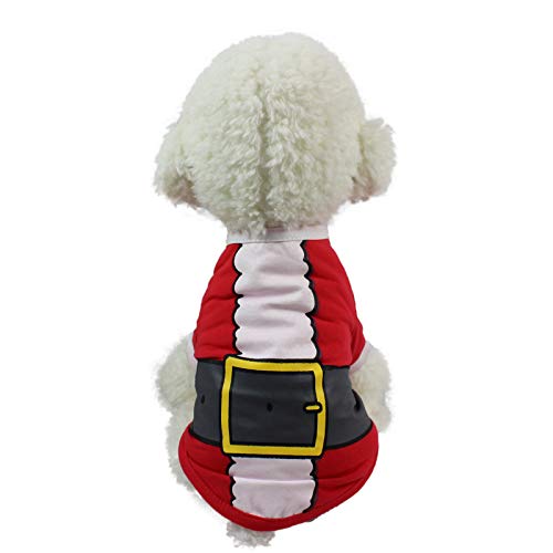 OneCut Hunde-Shirt, Weihnachtskleidung, Baumwolle, atmungsaktiv, weich, Weihnachts-Hundekostüm für Welpen, entzückende Kleidung, Weihnachtskleidung (S(2-3 kg), rot) von OneCut