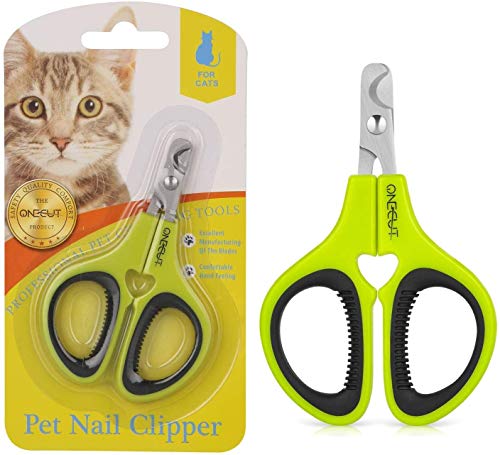 OneCut Krallenschere Katzen, Krallenschere für Hunde & Kaninchen mit Rutschfesten Griffen, Nagelknipser für Haustiere, Klauen Nagelknipser zum Trimmen am Katzen, Welpen, Kätzchen (Grün) von OneCut