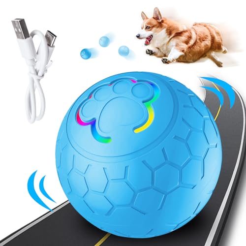 OneNine Hundespielzeug Ball, Interaktives Hunde Ball Spielzeug, USB Wiederaufladbar, Strapazierfähiger Automatisch Rollender Ball für Kleine Mittlerer Hund, intelligenzspielzeug für Hunde von OneNine
