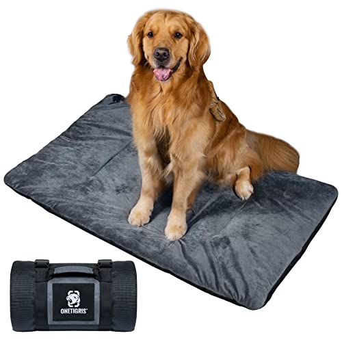 OneTigris Hundedecke 110cm*68cm, Verdickung Samt Hundematte Wärmer Velvet Hundebett Katzenbett für große & mittelgroße Hunde Reise Camping Outdoor, Reversibel und Tragbar Händewaschen von OneTigris