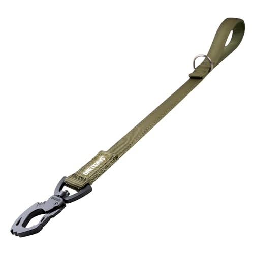 OneTigris Bolt Kurzführer Hund 52cm, Hundeleine Kurz mit Tiger Zahn Metallclip und Weiche Polsterung, Reflektierend Nylon Hundeleine Geeignet für Mittlere Große Hunde Grün von OneTigris