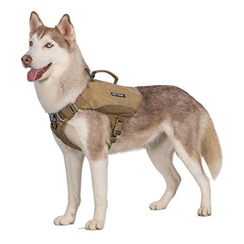 OneTigris CAMELUS Hunderucksack Reißen Camping Wandern Hundebackpack für M/L Größe Hunde (L, Coyote Braun) von OneTigris