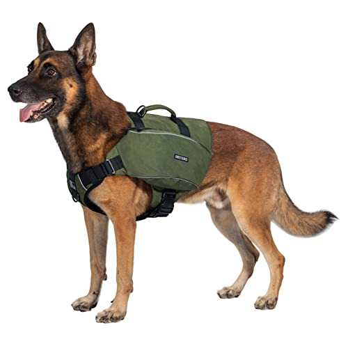OneTigris CAMELUS Hunderucksack Reißen Camping Wandern Hundebackpack für M/L Größe Hunde (L, Ranger Grün) von OneTigris