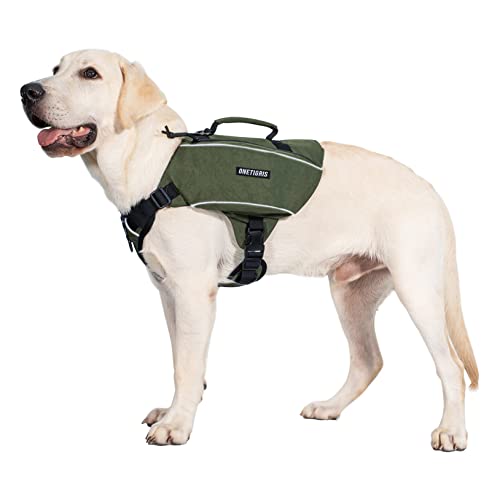 OneTigris CAMELUS Hunderucksack Reißen Camping Wandern Hundebackpack für M/L Größe Hunde (M, Ranger Grün) von OneTigris