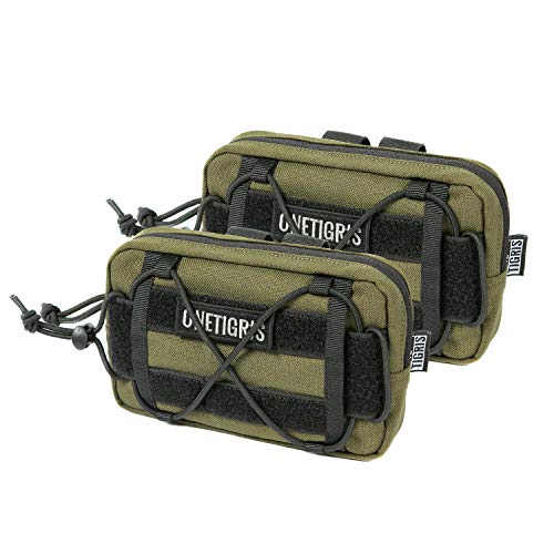 OneTigris EDC Futterbeutel für Hunde, Pouch Zusatztasche für Hunderucksack MOLLE Futterbeutel Hundetraining Geeignet für Hundegeschirren (2 Stück - Ranger Grün) von OneTigris