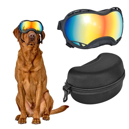 OneTigris Hundebrille, Sonnenbrille für Hunde Winddicht und staubdicht mit UV-Schutz, Langlebig und komfortabel Einstellbar Hundesonnenbrille für Schnee, Outdoor-Abenteuer, Auto - L von OneTigris