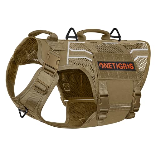 OneTigris Hundegeschirr, AIRE Armor Mesh Einstellbar Sicherheitsgeschirr mit 2 Griffe und 3 D-Ringen No-Pull Brustgeschirr Reflektierend Atmungsaktiv für Große/Mittlere Hunde - Braun XL OneTigris Hundegeschirr, AIRE Armor Mesh Einstellbar Sicherheitsgeschirr mit 2 Griffe und 3 D-Ringen No-Pull Brustgeschirr Reflektierend Atmungsaktiv für Große/Mittlere Hunde - Braun XL von OneTigris