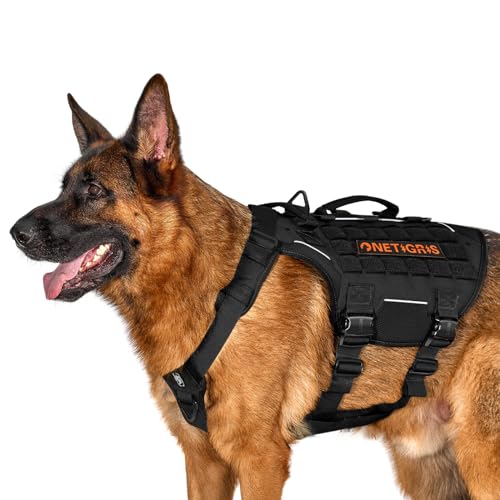 OneTigris Hundegeschirr, Torpedo Taktisches Geschirr mit 4 Metallschnallen 3 Metall-D-Ringen 2 Griffe und Reflexstreifen No-Pull Einstellbar Sicherheitsgeschirr für Große/Mittlere Hunde - Schwarz XL OneTigris Hundegeschirr, Torpedo Taktisches Geschirr mit 4 Metallschnallen 3 Metall-D-Ringen 2 Griffe und Reflexstreifen No-Pull Einstellbar Sicherheitsgeschirr für Große/Mittlere Hunde - Schwarz XL von OneTigris