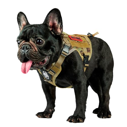 OneTigris Hundegeschirr, FIRE WATCHER Taktische Geschirr Sicherheitsgeschirr Hunde Hundeweste mit 1 Griffe und 2 D-Ring 1000D Nylon (XXS, Mehrfarbig) von OneTigris