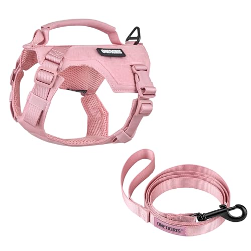 OneTigris Hundegeschirr Kleine Hunde mit Leine(150cm), MINI Trooper Welpengeschirr mit Steuergriff und 2 Abschlepppositionen für Kleine Hunde, Rosa XXS von OneTigris