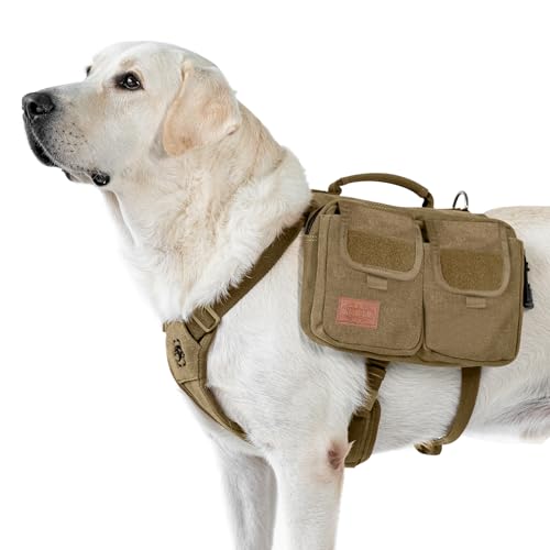 OneTigris Hundegeschirr mit Tasche, Hoppy Camper 3.0 Camping Wandern Hunderucksack für für Mittlere/Große Hunde, Rucksack für Hunderücken 2 Haupttaschen 4 Nebentaschen - Braun M OneTigris Hundegeschirr mit Tasche, Hoppy Camper 3.0 Camping Wandern Hunderucksack für für Mittlere/Große Hunde, Rucksack für Hunderücken 2 Haupttaschen 4 Nebentaschen - Braun M von OneTigris