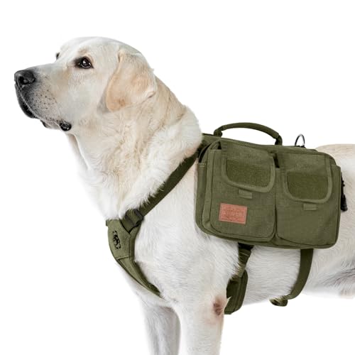 OneTigris Hundegeschirr mit Tasche, Hoppy Camper 3.0 Camping Wandern Hunderucksack für für Mittlere/Große Hunde, Rucksack für Hunderücken 2 Haupttaschen 4 Nebentaschen - Grün L OneTigris Hundegeschirr mit Tasche, Hoppy Camper 3.0 Camping Wandern Hunderucksack für für Mittlere/Große Hunde, Rucksack für Hunderücken 2 Haupttaschen 4 Nebentaschen - Grün L von OneTigris