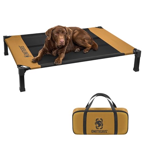 OneTigris Hundeliege, Erhöhtes Hundebett 130x91 cm Höhe 23cm, Einfache Montage Atmungsaktiv Dauerhaft Einfach zu Reinigen Haustier Bett Geeignet für Innen, Hof, Außen - Braun L OneTigris Hundeliege, Erhöhtes Hundebett 130x91 cm Höhe 23cm, Einfache Montage Atmungsaktiv Dauerhaft Einfach zu Reinigen Haustier Bett Geeignet für Innen, Hof, Außen - Braun L von OneTigris
