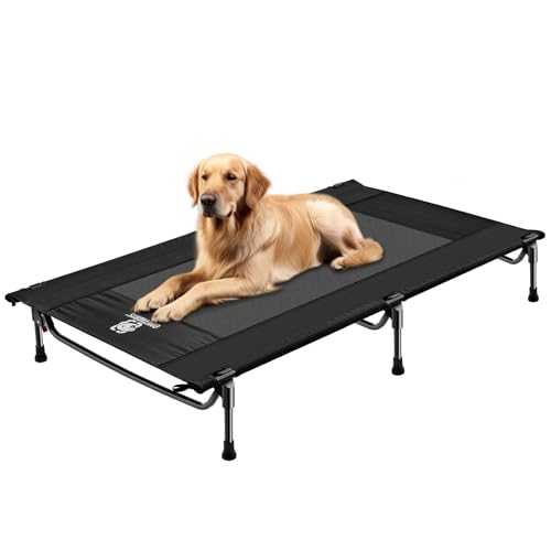 OneTigris Hundeliege Outdoor, erhöhtes Hundebett 130x70 cm Höhe 21cm, Express-Einrichtung Stabil, bequem und atmungsaktiv Haltbar und einfach zu reinigen Camping Haustier Bett, Katzenbett von OneTigris