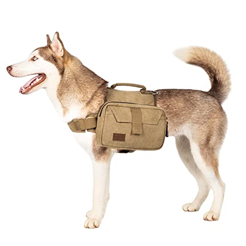 OneTigris Hunderucksack Camping Wandern Reißen Hundebackpack für M/L Größe Hunde (L, Braun) von OneTigris