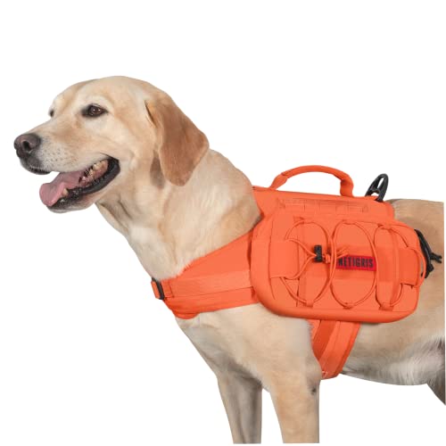 OneTigris Mammoth Hunderucksack 2.0 Version Reißen Camping Wandern Hundebackpack für M/L Größe Hunde (L, Orange) von OneTigris