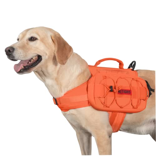 OneTigris Mammoth Hunderucksack 2.0 Version Reißen Camping Wandern Hundebackpack für M/L Größe Hunde (L, Orange) von OneTigris
