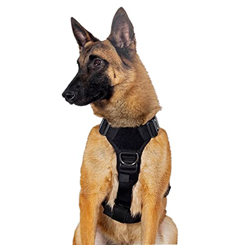 OneTigris No-Pull Hundegeschirr Goliath Geschirr mit Griff Taktisches Einstellbar Geschirr für Hunde Welpen Jagd Wandern Trainierung Spaziergang Outdoor-Aktivitäten (Schwarz, XL) von OneTigris