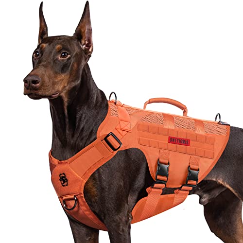 OneTigris No-Pull Hundegeschirr, AIRE MESH Einstellbar Sicherheitsgeschirr Ultra Atmungsaktiv für Große/Mittlere Hunde Brustgeschirr Hundeharness mit 2 Griffe Hundeweste von OneTigris