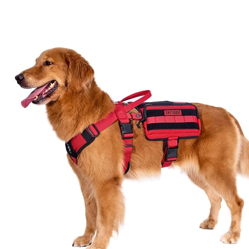 OneTigris Service Hundegeschirr, Guardian Geschirr mit 3 Edelstahl D-Ringen und Großer Kapazität Tasche, Sicherheitsgeschirr für Mittelgroße Große Hunde Rot,L OneTigris Service Hundegeschirr, Guardian Geschirr mit 3 Edelstahl D-Ringen und Großer Kapazität Tasche, Sicherheitsgeschirr für Mittelgroße Große Hunde Rot,L von OneTigris