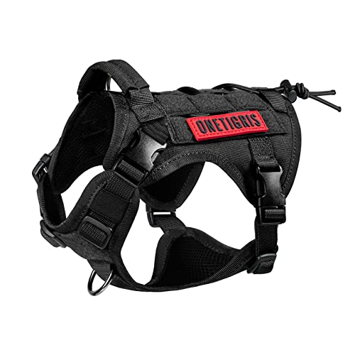 OneTigris Hundegeschirr FIRE Watcher Taktische Hundeweste MOLLE Hundeausbildung Service Hunde Geschirr 1000D Nylon (M, Schwarz) von OneTigris