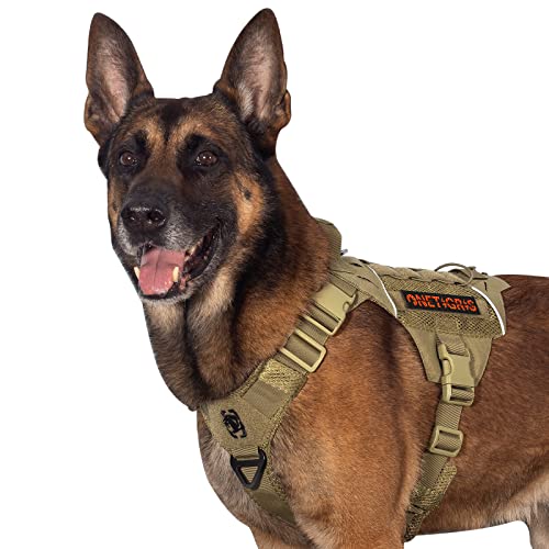 OneTigris X Commander Taktisches Hundegeschirr, Air Mesh Brustgeschirr Hund mit 1 Komfortgriff und 2 Metall-D-Ring, Hochpräzises Laserschneiden Langlebig Nylon Geschirr Hund mit Reflektierenden von OneTigris