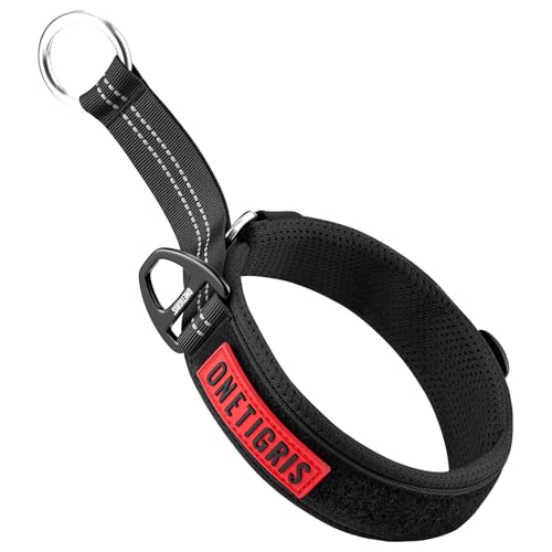 OneTigris Zug-Stopp Hundehalsband, Weich Gepolstert Breites Hundehalsband mit Reflektierend für Mittelgroße und Große Hunde, Schwarz XL OneTigris Zug-Stopp Hundehalsband, Weich Gepolstert Breites Hundehalsband mit Reflektierend für Mittelgroße und Große Hunde, Schwarz XL von OneTigris
