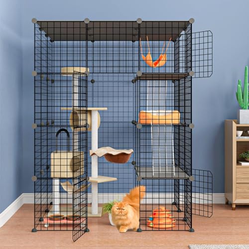 Oneluck 4-stöckige 140 cm große Katzenkäfige DIY Katzenlaufstall Abnehmbarer Metalldraht Zwinger Katzenkiste Übung Extra Platz Ideal für 1-2 Katzen Oneluck 4-stöckige 140 cm große Katzenkäfige DIY Katzenlaufstall Abnehmbarer Metalldraht Zwinger Katzenkiste Übung Extra Platz Ideal für 1-2 Katzen von Oneluck