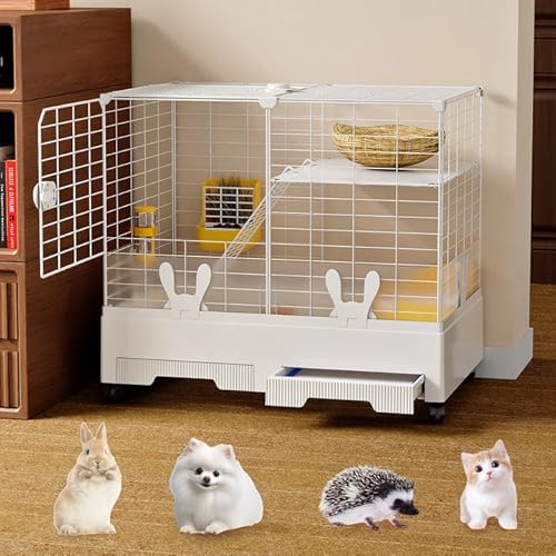 Oneluck Bunny Cage Indoor Kaninchenstall mit herausziehbarer Wanne für Kaninchen, Meerschweinchen, Chinchillas, Kleintierkäfig von Oneluck
