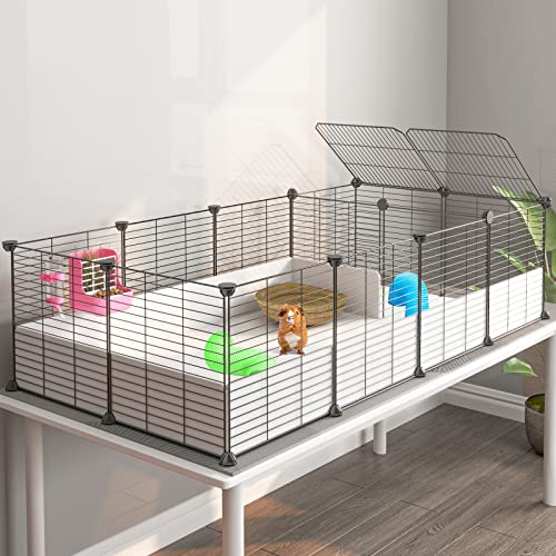 Oneluck Eiiel Meerschweinchenkäfig für den Innenbereich, mit wasserdichtem Kunststoffboden, Laufstall für kleine Haustiere, Kaninchen, Schildkröten, Hamster, Trennkäfig Oneluck Eiiel Meerschweinchenkäfig für den Innenbereich, mit wasserdichtem Kunststoffboden, Laufstall für kleine Haustiere, Kaninchen, Schildkröten, Hamster, Trennkäfig von Oneluck