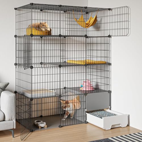 Oneluck Katzenkäfig mit Katzentoilette, 4-stöckig, großes Laufstall, abnehmbarer Metalldraht, Hundehütte, großer Trainingsplatz, ideal für 1–2 Katzen, 104,9 cm L x 45,2 cm B x 140 cm H Oneluck Katzenkäfig mit Katzentoilette, 4-stöckig, großes Laufstall, abnehmbarer Metalldraht, Hundehütte, großer Trainingsplatz, ideal für 1–2 Katzen, 104,9 cm L x 45,2 cm B x 140 cm H von Oneluck