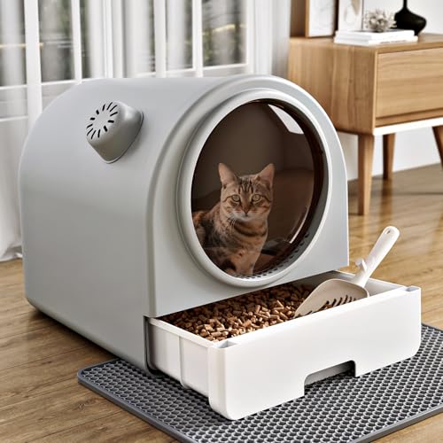 Oneluck Katzentoilette mit Geruchskontrolle, Kohlefilter, geschlossene Kunststoff-Katzentoilette mit praktischer Katzentoilette, Schubladen-Typ, Katzentoilette, 50 cm L x 41,9 cm B x 41,9 cm H Oneluck Katzentoilette mit Geruchskontrolle, Kohlefilter, geschlossene Kunststoff-Katzentoilette mit praktischer Katzentoilette, Schubladen-Typ, Katzentoilette, 50 cm L x 41,9 cm B x 41,9 cm H von Oneluck