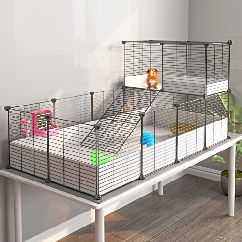 Oneluck Meerschweinchenkäfig für den Innenbereich, mit wasserdichtem Kunststoffboden, Laufstall für kleine Kaninchen, Schildkröten, Hamste, Dachböden und Trennwände von Oneluck