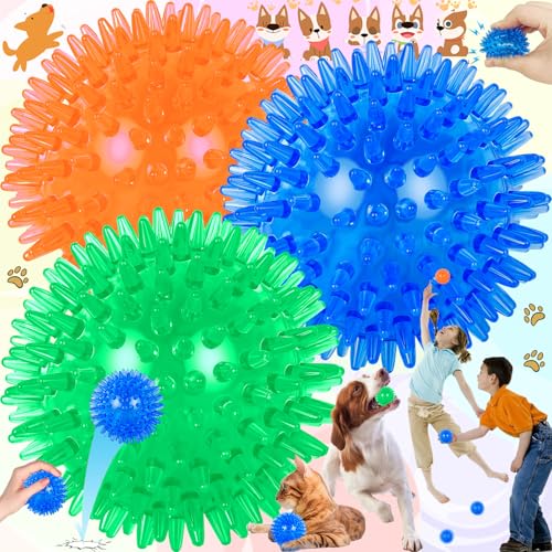 Oneroomone 3 Stücke Quietschendes Hundespielzeug, Kauspielzeug für Hunde, Stachelball, Wurfspielzeug für Welpen, Gummi, TPR, Kauspielzeug für Langeweile, Zahnreinigung für kleine und mittelgroße Hunde Oneroomone 3 Stücke Quietschendes Hundespielzeug, Kauspielzeug für Hunde, Stachelball, Wurfspielzeug für Welpen, Gummi, TPR, Kauspielzeug für Langeweile, Zahnreinigung für kleine und mittelgroße Hunde von Oneroomone